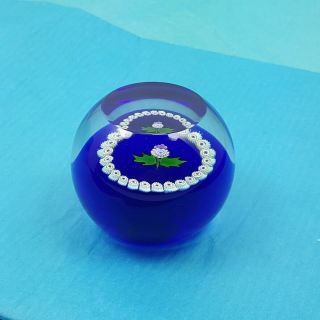 Caithness Scotland Miniature Thistle Art Glass Paperweight Cobalt Blue 2.  25 "
