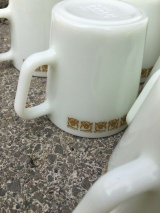 RARE pattern Set Of 6 Vintage Pyrex D Handle Mugs Coffee 10 oz Cups 1410 3