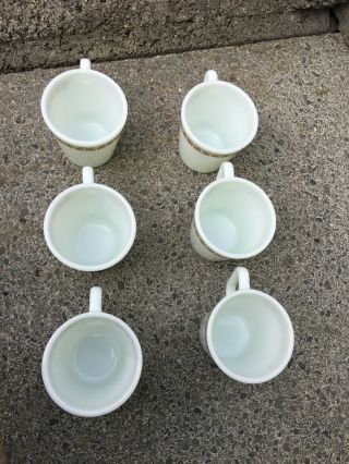 RARE pattern Set Of 6 Vintage Pyrex D Handle Mugs Coffee 10 oz Cups 1410 7