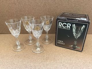 Vintage Royal Crystal Rock Italy Set Of 4 Lead Crystal 2oz Stemware