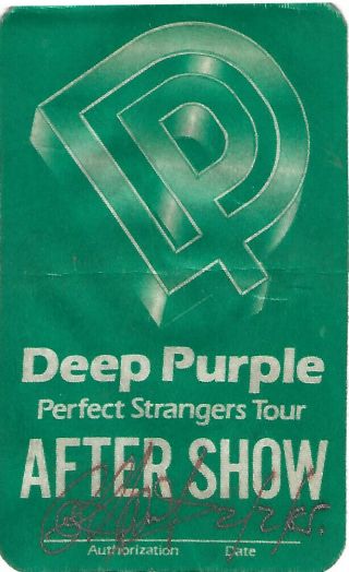 1985 Deep Purple Perfect Strangers After Show Access Pass 2/2/85 Long Beach Ca