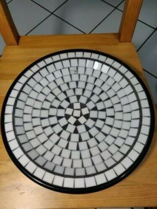 Danish Mid Century Modern 11.  5 " Mosaic B&w Tile Plate Dish Made In Denmark