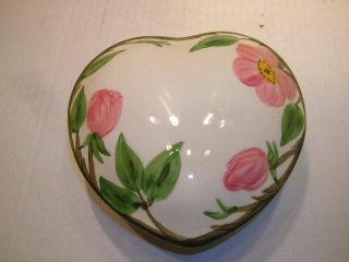 Franciscan Desert Rose Heart Shape Covered Trinket Candy Box Made In Usa