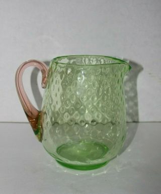 Vintage Green Uranium/vaseline Depression Glass Pitcher