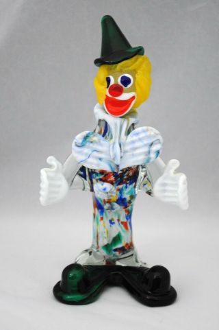 Murano Italy Venetian Art Glass Clown Figurine 7.  75 Inches Tall