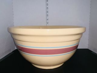 Vintage Mccoy Large 14 Pink Blue Band Stripe Bread Dough Bowl