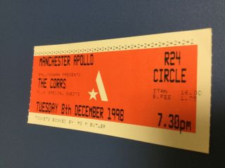 The Corrs - 8/12/1998 Manchester Apollo Concert Ticket Stub