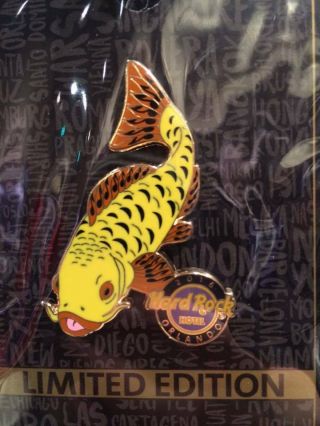 Hard Rock Hotel Orlando Fl 2016 Orange & Yellow Koi Fish Pin On Card