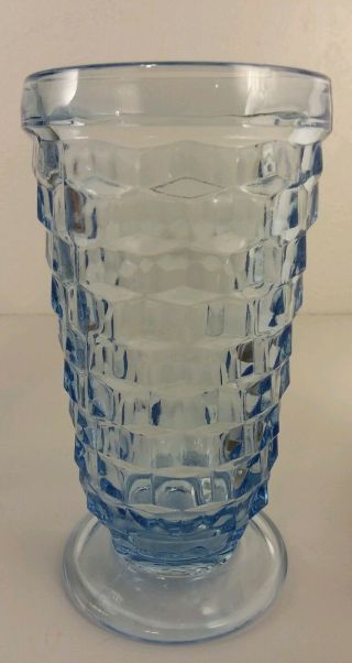 4 - 6 " Blue American Fostoria Footed Colony Cubist Ice Tea Water Tumblers