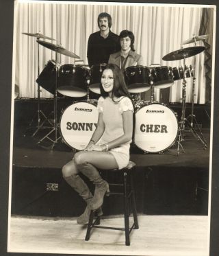 Vintage Sonny & Cher Promotional Photo 8 X 10 " Black & White