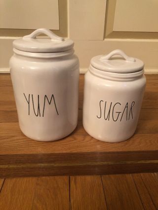 Rae Dunn Yum,  Eat And Sugar Canisters