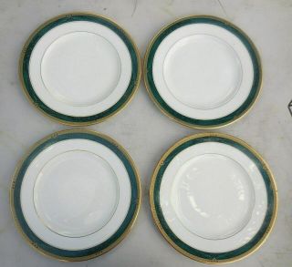 Set Of 4 Lenox Classic Edition Dinner Plate Gold Band Green Marble