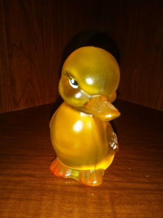 Fenton Glass Yellow Satin Buttercup Duck Hand Painted