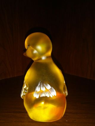 Fenton Glass Yellow Satin Buttercup Duck Hand Painted 3