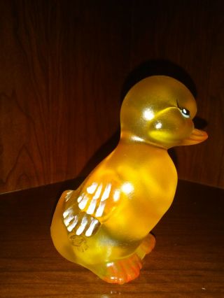 Fenton Glass Yellow Satin Buttercup Duck Hand Painted 4