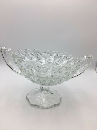 Vintage Large Clear Glass Bowl With Handles