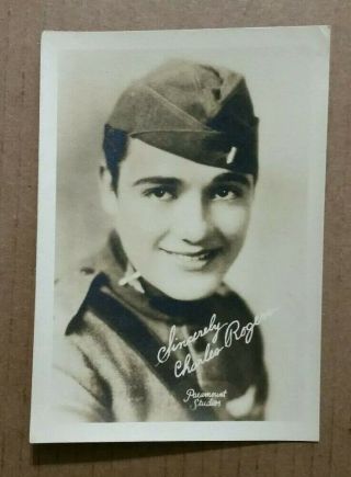 Charles " Buddy " Rogers (actor) Signed Promo Photo,  Vintage 1928