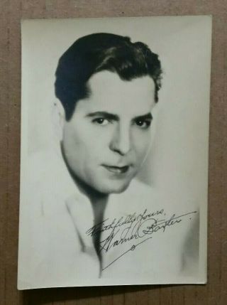 Warner Baxter (actor) Signed Promo Photo,  Vintage 1927