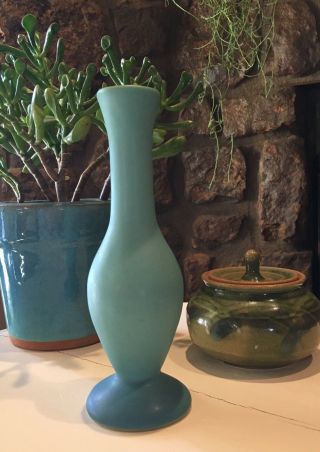 Van Briggle Art Pottery Bud Vase Rare Shape Turquoise Blue