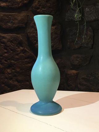 Van Briggle Art Pottery Bud Vase Rare Shape Turquoise Blue 2