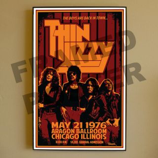 Thin Lizzy Framed Poster May 21 1976 Aragon Ballroom Chicago Live Tour Promo
