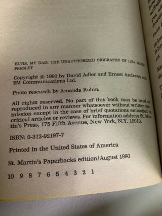 ELVIS MY DAD - First Printing 1990 Softback BOOK by David Adler & Ernest Andrews 5