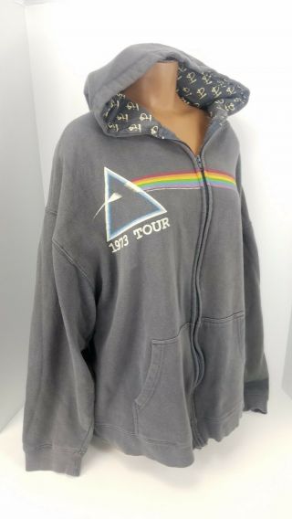 Pink Floyd Tour Jacket Size 2xl Xxl Zip Up Hooded Rock Band Concert Sweatshirt