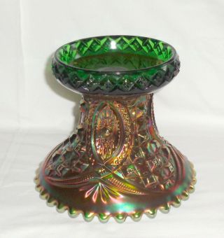 Antique Northwood Memphis Green Carnival Glass Punch Bowl Base Only Vase