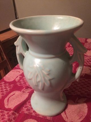 Vintage 1940 - 1950s Pottery By Mccoy - Amphora Style Vase With Light Blue Glaze