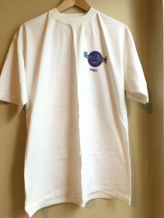 Vintage (1998) Hard Rock Cafe Paris White T - Shirt Large L 2