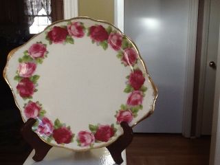 Old English Rose Royal Albert 10 1/2 " Serving Tray Plate England Gold