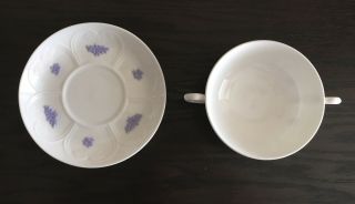 Adderley Fine Bone China - Blue Chelsea - Purple Flower - Cream Soup and Stands 2