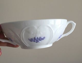 Adderley Fine Bone China - Blue Chelsea - Purple Flower - Cream Soup and Stands 8