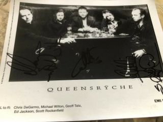 Queensryche Signed Emi Promo Fan Club Signed By Whole Band Tate Degarmo Wilton