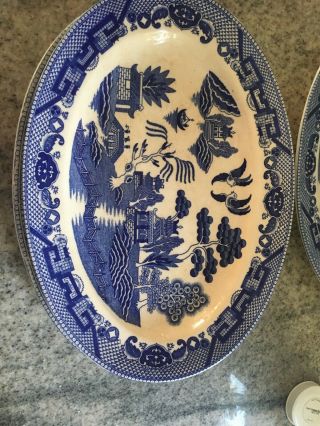 Vintage Blue Willow Oval Platter 12 1/2 
