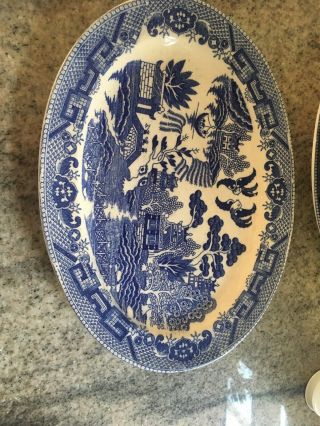 Vintage Blue Willow Oval Platter 12 1/2 