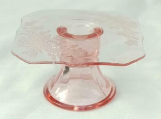 Paden City Glass Cheriglo Pink Aridth Single Light Candle Holder