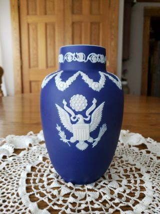 Antique 1896 - 24 Adams Jasperware Vase United States American Eagle Seal 7 " ×4.  25 "