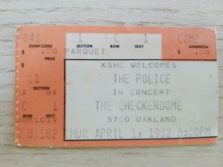1982 The Police Concert Stub.  St.  Louis Mo.  K - She 95