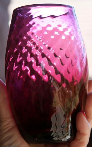 Pairpoint Art Glass Cranberry Swirl 6 " Vase - Cape Cod Blown