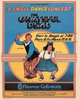Vintage Looking Grateful Dead 1973 Concert Tour Poster Long Island Nyc