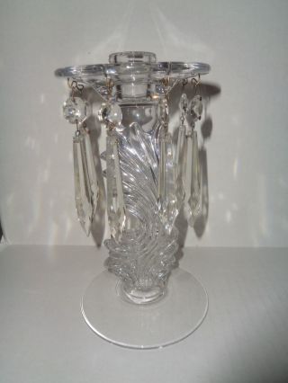 Fostoria Baroque Vintage Crystal Candle Holder W/ Bobeche & Prisms