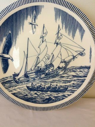 Vintage Vernon Kilns Rockwell Kent Moby Dick Dinner Plate 10 1/2 " Blue White