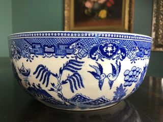 Vintage Pottery Blue Willow Large 9.  5 " X 4 " Nesting Bowl Moriyama Made In Japan