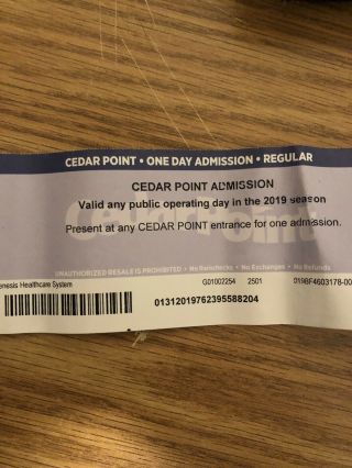 1 Cedar Point Ticket For 2019 Season