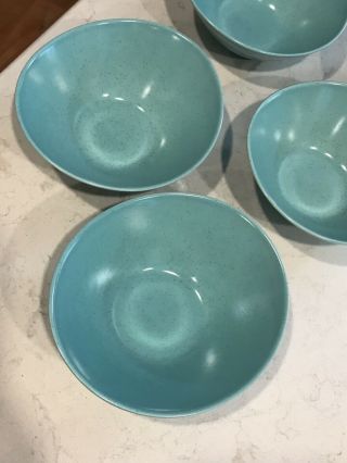 Mid Century Atomic Vernonware heavenly Days set 5 Chowder Soup bowls turquoise 3
