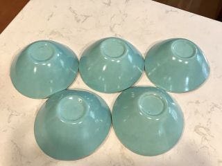 Mid Century Atomic Vernonware heavenly Days set 5 Chowder Soup bowls turquoise 4