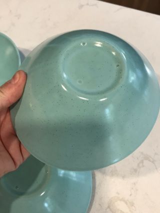 Mid Century Atomic Vernonware heavenly Days set 5 Chowder Soup bowls turquoise 6