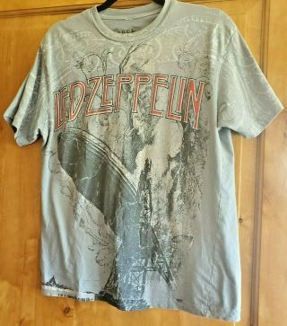 Led Zeppelin Rock And Rebellion T Shirt Size Mens Medium Hindenburg Album Blue