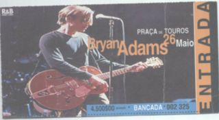 Bryan Adams Concert Ticket 26/05/1997 Cascais Portugal